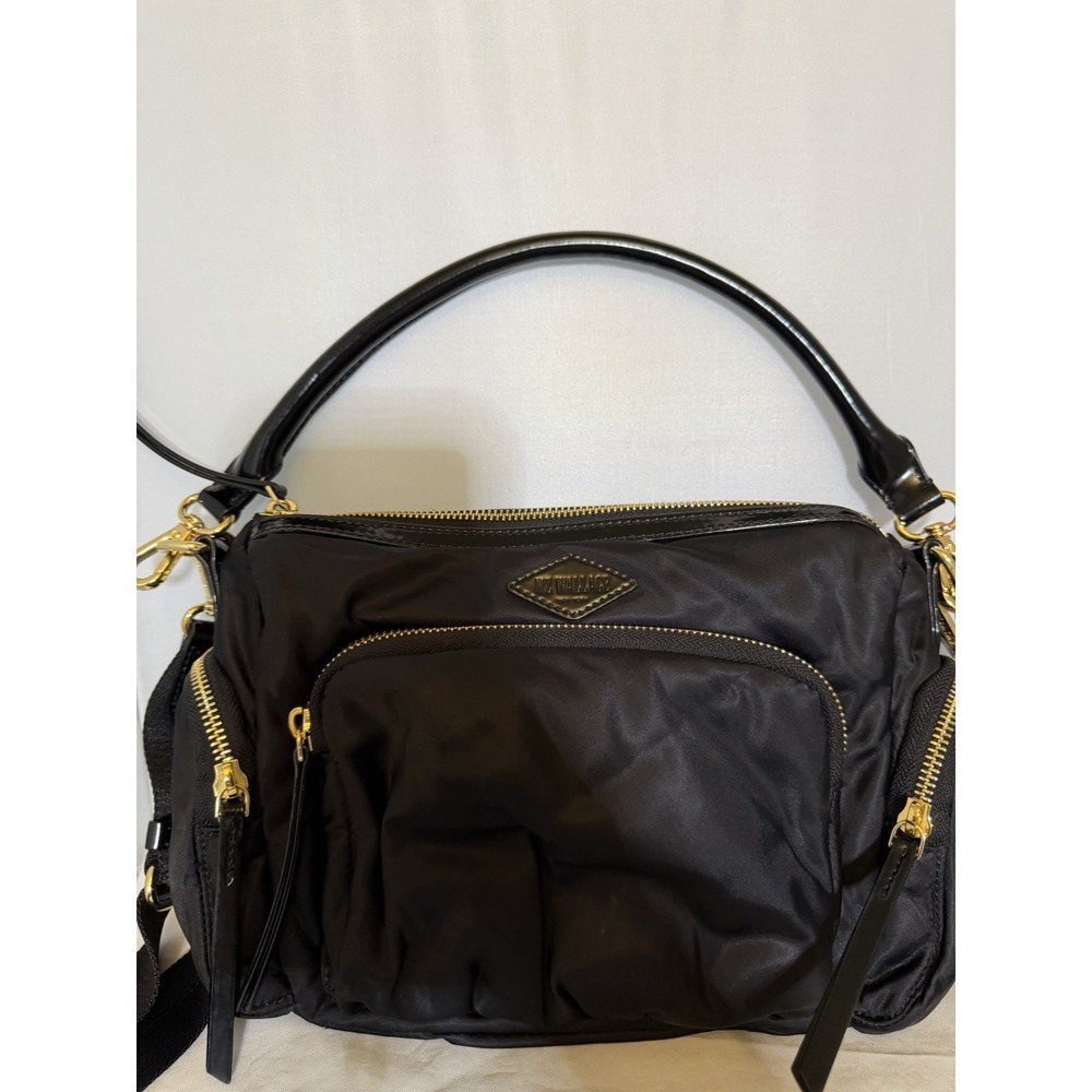 MZ Wallace Chelsea Crossbody Black Purse Bag travel ripstop nylon Gold